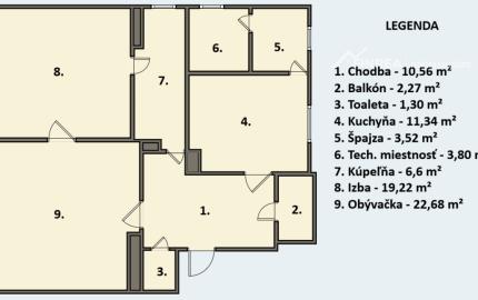 FINREA│Prenájom 2 izbového bytu vhodného aj na kancelárske účely, Martin centrum, 85m2