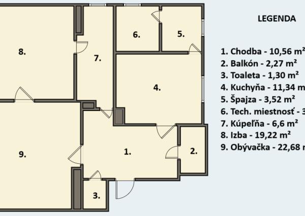 FINREA│Prenájom 2 izbového bytu vhodného aj na kancelárske účely, Martin centrum, 85m2
